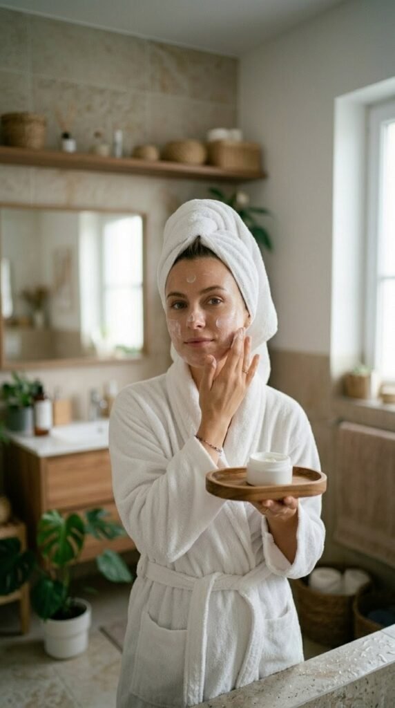 Femme qui prend soin de sa peau